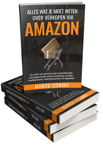 GRATIS: Alles Wat Je Moet Weten Over Verkopen Via Amazon Boek Van Marco Coninx Voorkant Stapel Boeken